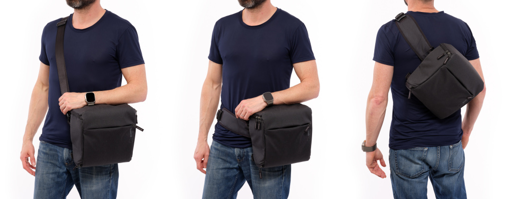 Shimoda Side Street Можно носить на плече, поясе и как слинг.